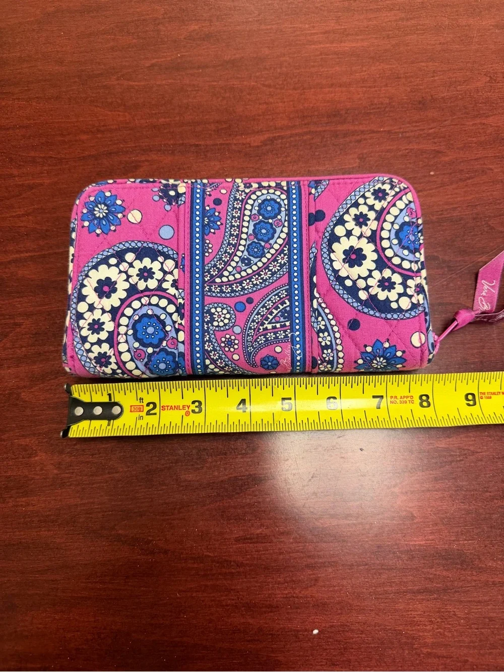 Vera Bradley Pink and Blue Paisley Quilted Zip Wallet - Picture 5 of 6